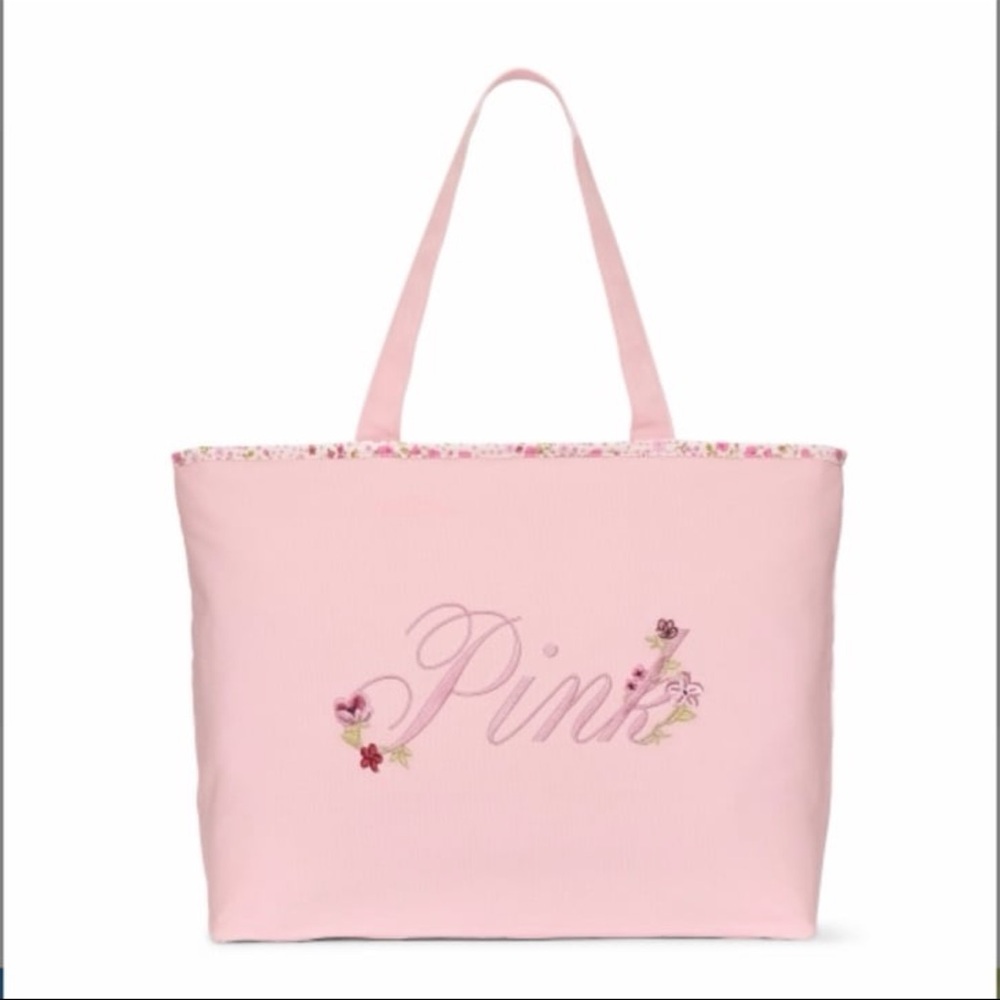 PINK Victoria's Secret Light Pink Floral Tote